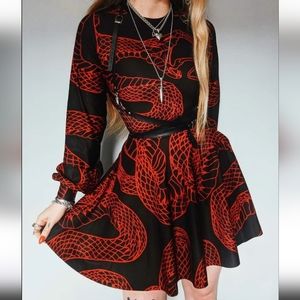 Blackmilk venomous red long sleeve Bishop dress size L